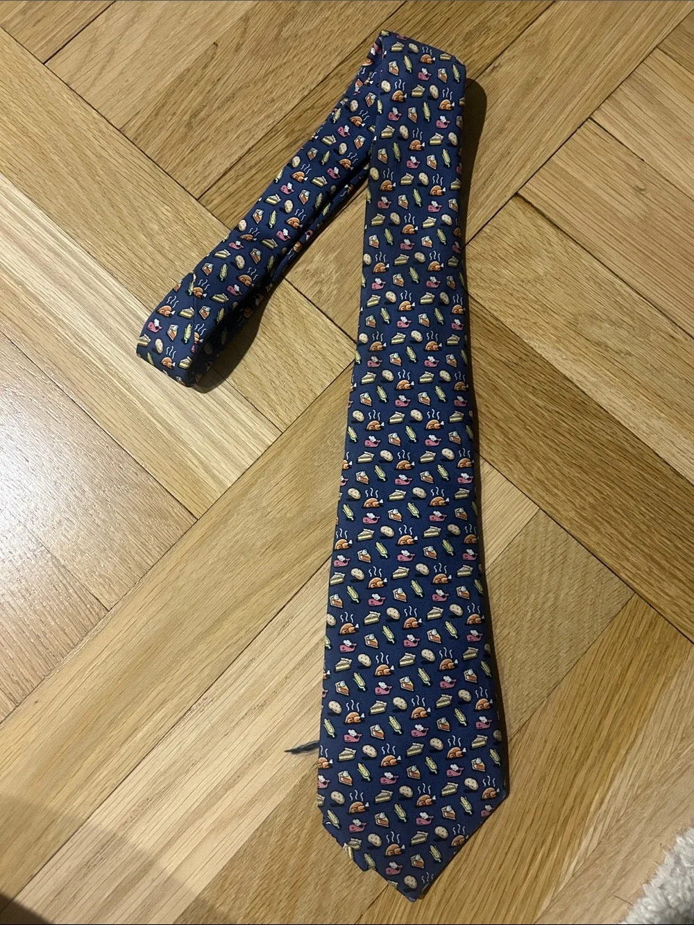 Boy’s Navy Novelty Silk Tie with Multicolor Pattern vineyard vine
